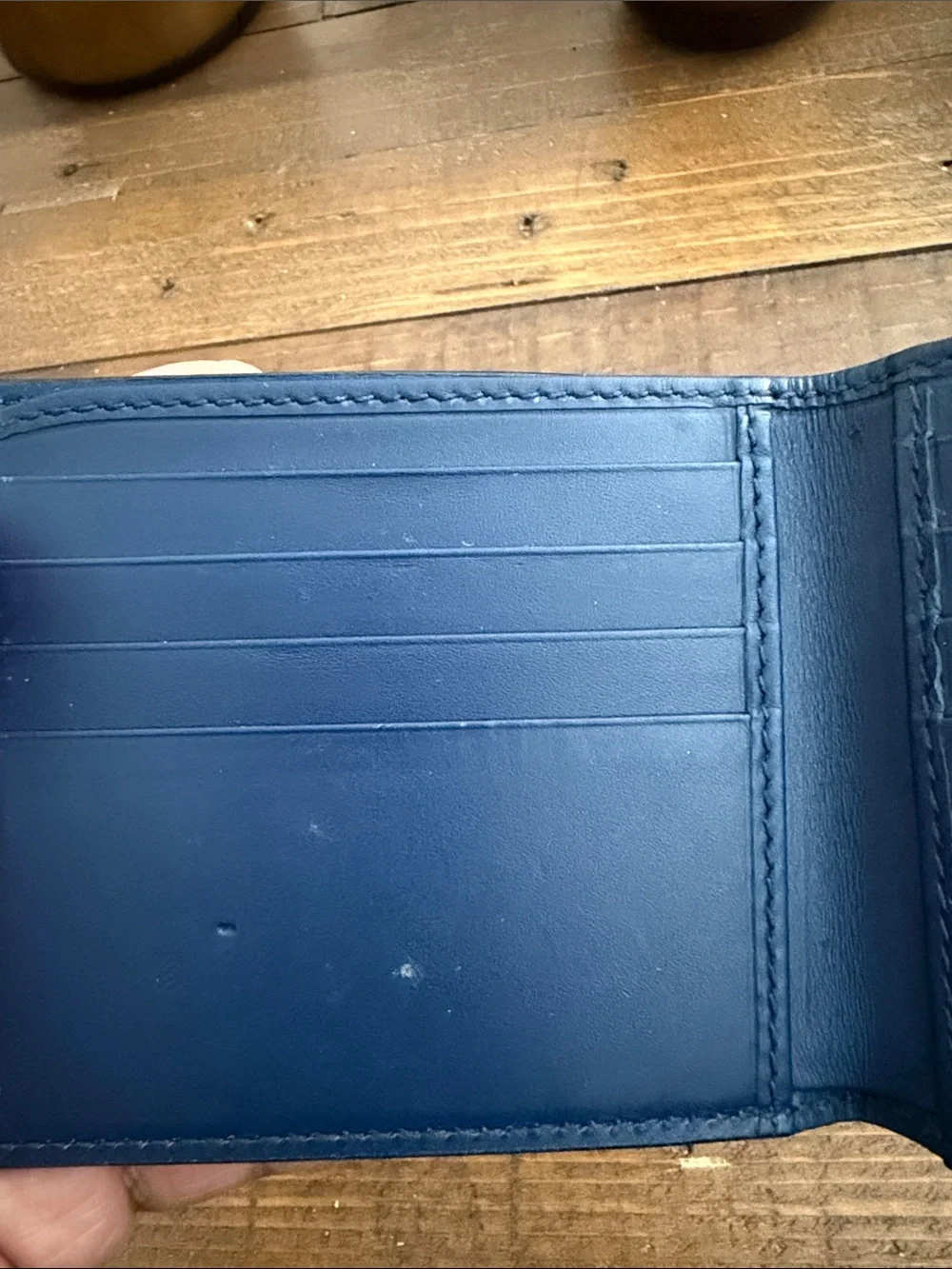 Gucci Navy Blue Wallet with Red GG and White Star Graphics